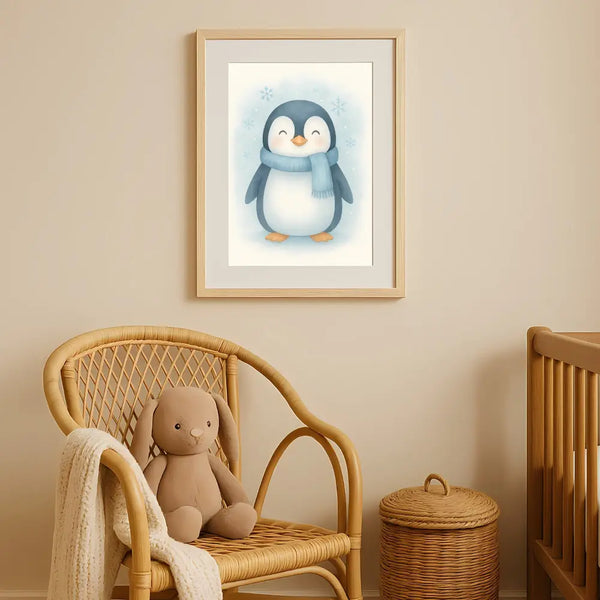Penguin Nursery Wall Art Print – Arctic Animal Watercolour (Digital Download)