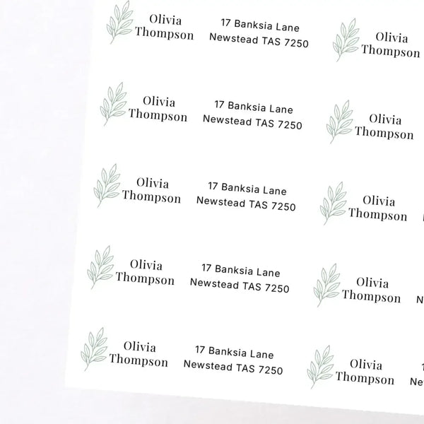 Personalised Address Labels 70×25mm | Botanical Custom Address Stickers - Sticksy Prints Australia
