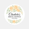 Personalised Apricot Rose Bridal Shower Stickers – Custom Name & Date Favour Labels – Peach Watercolour Floral Stickers
