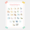 Personalised Baby Alphabet Chart – Soft Watercolour Nursery Print | A–Z Animal Wall Art | A4 A3 & US Letter Sizes