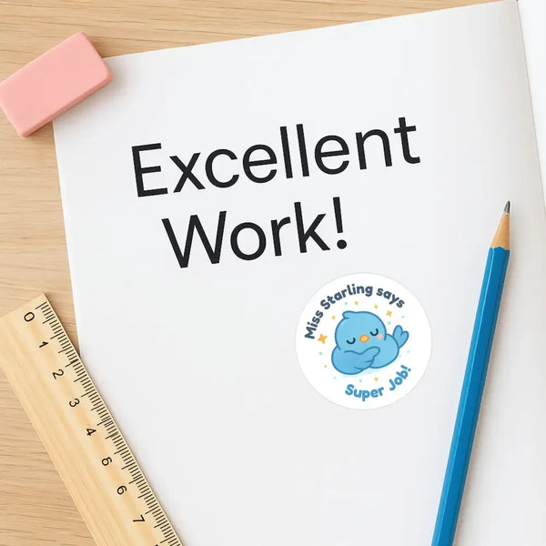 Personalised Blue Bird Teacher Reward Stickers – Cute Kawaii Classroom Stickers - Sticksy Prints Australia