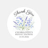 Personalised Blue Wildflower Bridal Shower Thank You Stickers – Custom Name & Date – Watercolour Floral Favour Labels