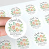 Personalised Blush Floral Bridal Shower Thank You Stickers – Custom Name & Date – Watercolour Peony & Orchid Labels - Sticksy Prints Australia
