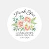 Personalised Blush Floral Bridal Shower Thank You Stickers – Custom Name & Date – Watercolour Peony & Orchid Labels