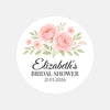 Personalised Blush Rose Bridal Shower Stickers – Custom Name & Date – Watercolour Floral Favour Labels
