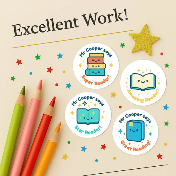Personalised Book-Themed Reading Reward Stickers for Teachers – Literacy Stickers - Sticksy Prints Australia