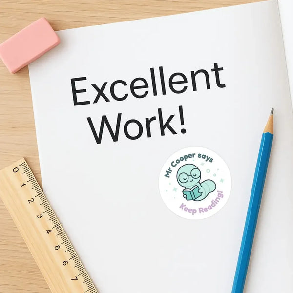 Personalised Bookworm Reading Stickers – Cute Kawaii Literacy Reward Stickers - Sticksy Prints Australia