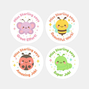 Personalised Bug & Critter Teacher Reward Stickers