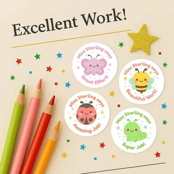 Personalised Bug & Critter Teacher Reward Stickers - Sticksy Prints Australia
