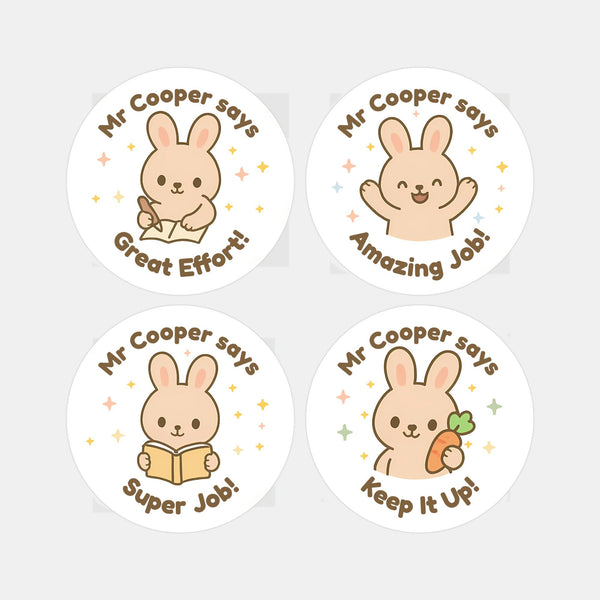 Personalised Bunny Reward Stickers for Teachers | Cute Classroom Praise Labels