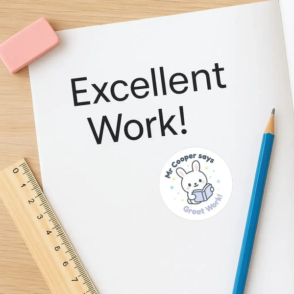 Personalised Bunny Teacher Reward Stickers | Cute Classroom Praise Labels - Sticksy Prints Australia
