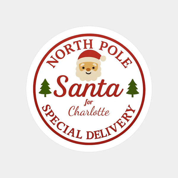 Personalised Christmas Sticker Labels North Pole Santa Special Delivery