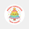 Personalised Christmas Sticker Rainbow Tree Kids Name Labels
