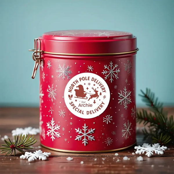 Personalised Christmas Stickers North Pole Special Delivery Name Labels - Sticksy Prints Australia