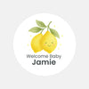 Personalised Cute Lemon Welcome Baby Stickers – Watercolour Citrus Gender-Neutral Favour Labels