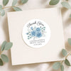 Personalised Dusty Blue Rose Bridal Shower Thank You Stickers – Custom Name & Date – Watercolour Floral Favour Labels