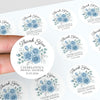 Personalised Dusty Blue Rose Bridal Shower Thank You Stickers – Custom Name & Date – Watercolour Floral Favour Labels