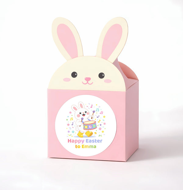 Personalised Easter Bunny Drum Stickers | Musical Easter Stickers for Kids | Custom Name Labels