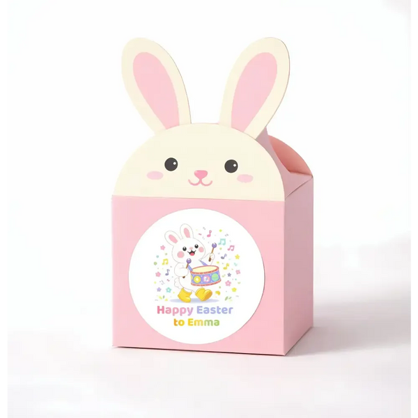 Personalised Easter Bunny Drum Stickers | Musical Easter Stickers for Kids | Custom Name Labels - Sticksy Prints Australia