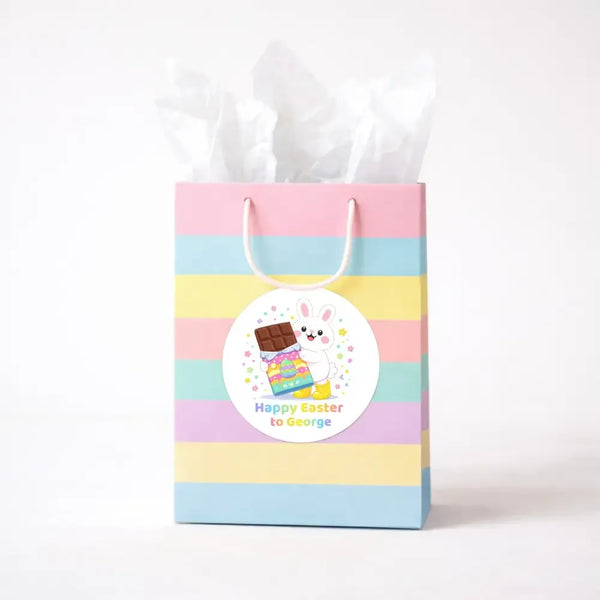 Personalised Easter Bunny Stickers – Chocolate Easter Treat Labels - Sticksy Prints Australia