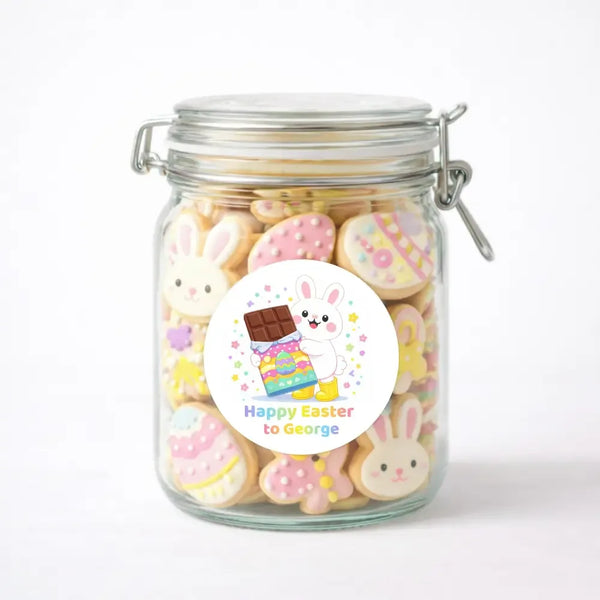 Personalised Easter Bunny Stickers – Chocolate Easter Treat Labels - Sticksy Prints Australia
