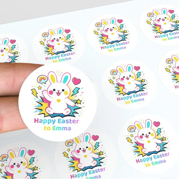Personalised Easter Bunny Stickers | Custom Easter Gift & Treat Bag Labels | Kids Easter Stickers - Sticksy Prints Australia