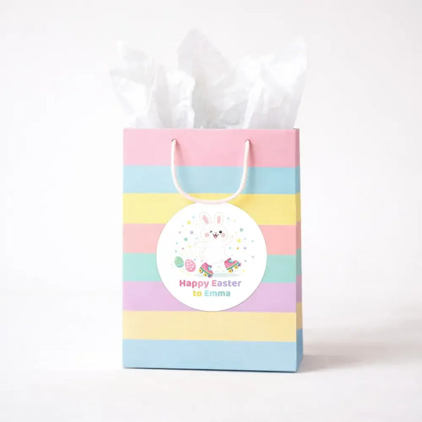 Personalised Easter Bunny Stickers – Happy Easter Name Labels for Kids - Sticksy Prints Australia