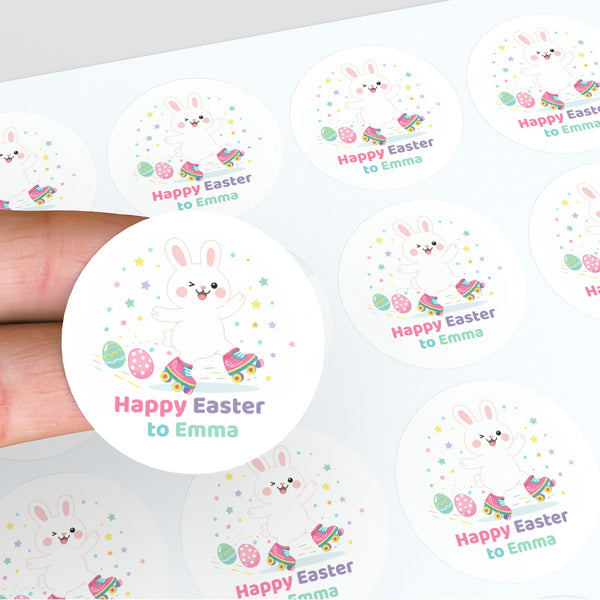 Personalised Easter Bunny Stickers – Happy Easter Name Labels for Kids