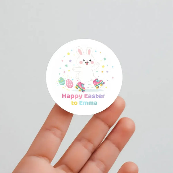 Personalised Easter Bunny Stickers – Happy Easter Name Labels for Kids - Sticksy Prints Australia