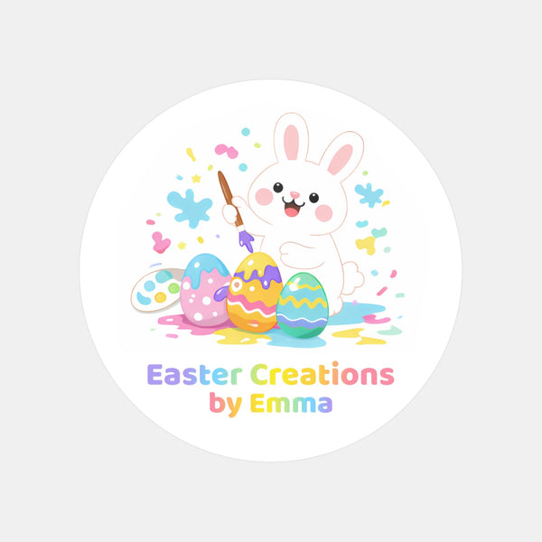 Personalised Easter Creations Stickers – Bunny Painting Easter Egg Labels for Kids