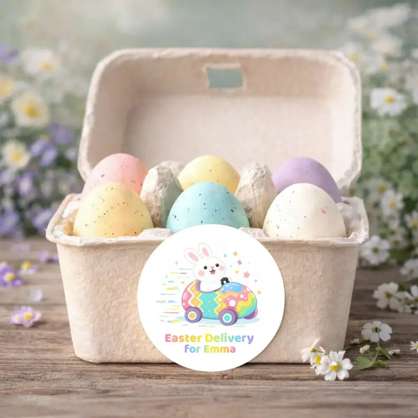Personalised Easter Delivery Stickers – Bunny Car Easter Treat Labels for Kids - Sticksy Prints Australia