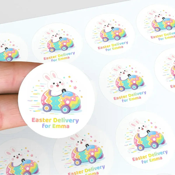 Personalised Easter Delivery Stickers – Bunny Car Easter Treat Labels for Kids - Sticksy Prints Australia
