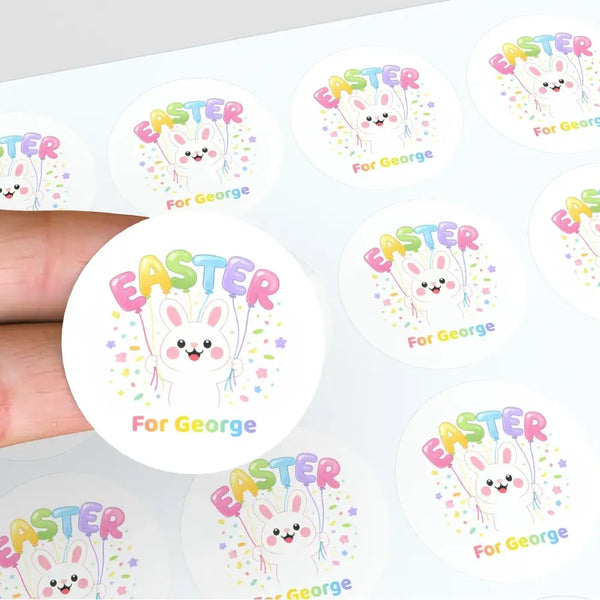 Personalised Easter Stickers – Bunny Balloon Easter Design - Sticksy Prints Australia