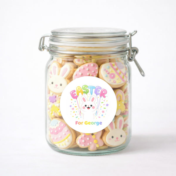 Personalised Easter Stickers – Bunny Balloon Easter Design