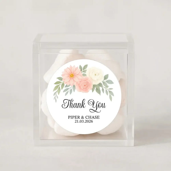 Personalised Floral Thank You Wedding Stickers | Blush Dahlia Design - Sticksy Prints Australia
