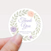 Personalised Floral Wedding Thank You Stickers – Custom Name & Date Pastel Wreath Labels - Sticksy Prints Australia