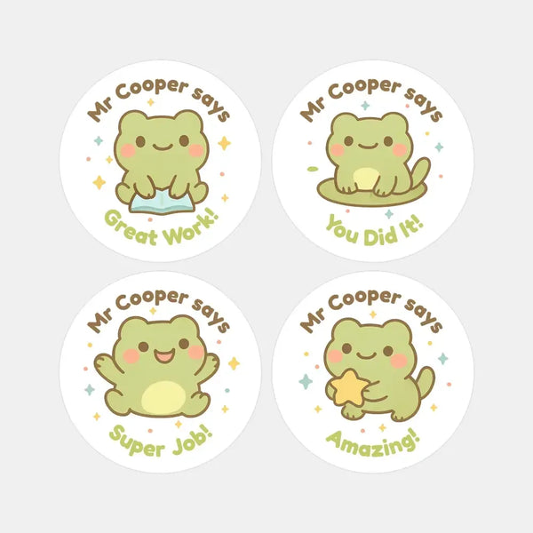 Personalised Frog Teacher Reward Stickers – Cute Classroom Praise Labels - Sticksy Prints Australia