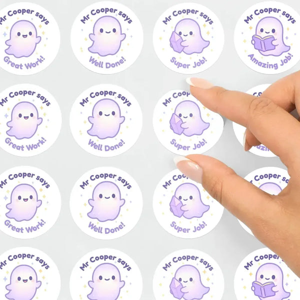 Personalised Ghost Teacher Reward Stickers – Custom Name Classroom Praise Stickers - Sticksy Prints Australia