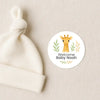 Personalised Giraffe Baby Shower Stickers – Safari Welcome Baby Favour Labels - Sticksy Prints Australia