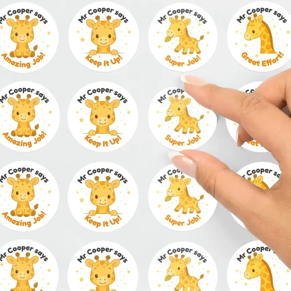 Personalised Giraffe Reward Stickers – Cute Teacher Stickers for Classroom Praise - Sticksy Prints Australia