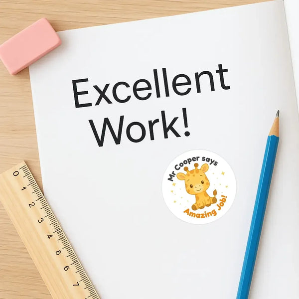 Personalised Giraffe Reward Stickers – Cute Teacher Stickers for Classroom Praise - Sticksy Prints Australia