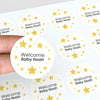 Personalised Golden Stars Welcome Baby Stickers – Celestial Gender-Neutral Favour Labels - Sticksy Prints Australia