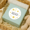 Personalised Golden Stars Welcome Baby Stickers – Celestial Gender-Neutral Favour Labels - Sticksy Prints Australia