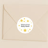 Personalised Golden Stars Welcome Baby Stickers – Celestial Gender-Neutral Favour Labels