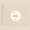 Personalised Golden Stars Welcome Baby Stickers – Celestial Gender-Neutral Favour Labels - Sticksy Prints Australia