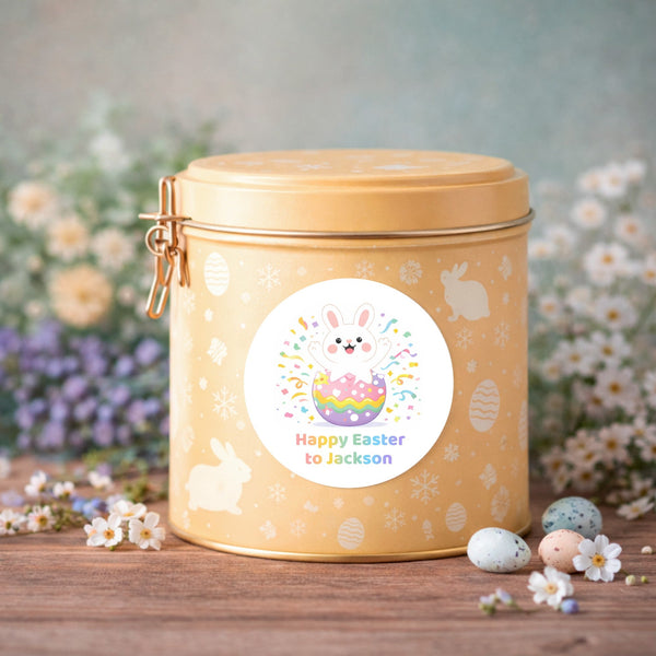 Personalised Happy Easter Stickers – Bunny Egg Pop Easter Labels for Kids
