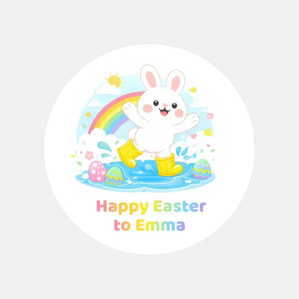 Personalised Happy Easter Stickers – Bunny Splash Easter Treat Labels for Kids - Sticksy Prints Australia