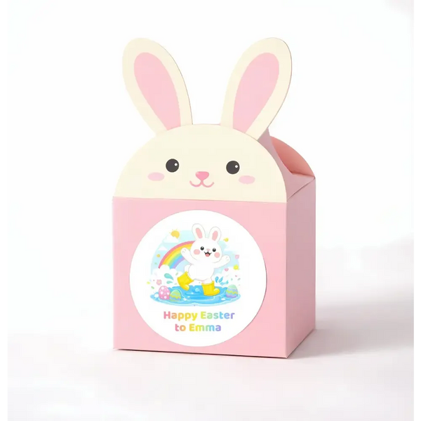 Personalised Happy Easter Stickers – Bunny Splash Easter Treat Labels for Kids - Sticksy Prints Australia