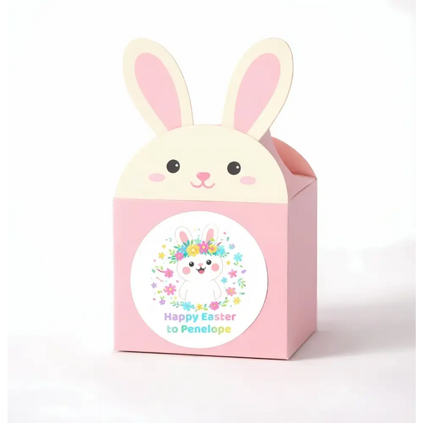 Personalised Happy Easter Stickers – Floral Bunny Easter Labels for Kids - Sticksy Prints Australia