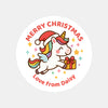 Personalised Kids Christmas Sticker Labels – Flying Unicorn